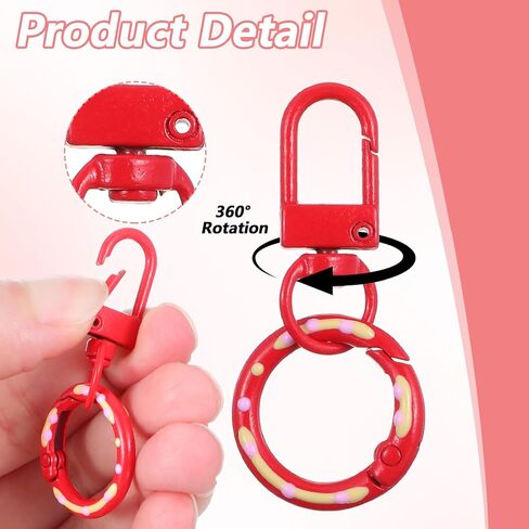 24PCS O Ring Clips Trigger Spring Round Carabiner Clip Lobster Claw Clasps Cute Metal Circle Keychain Rings Replacement Key Chain Hooks DIY Crafts for Keys, Buckle, Bags, Purses(12 Color) in Saudi Arabia