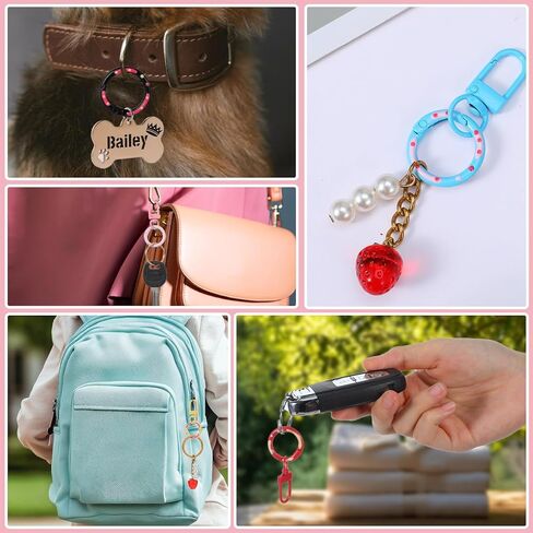 24PCS O Ring Clips Trigger Spring Round Carabiner Clip Lobster Claw Clasps Cute Metal Circle Keychain Rings Replacement Key Chain Hooks DIY Crafts for Keys, Buckle, Bags, Purses(12 Color) in Saudi Arabia