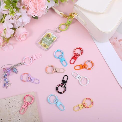 24PCS O Ring Clips Trigger Spring Round Carabiner Clip Lobster Claw Clasps Cute Metal Circle Keychain Rings Replacement Key Chain Hooks DIY Crafts for Keys, Buckle, Bags, Purses(12 Color) in Saudi Arabia