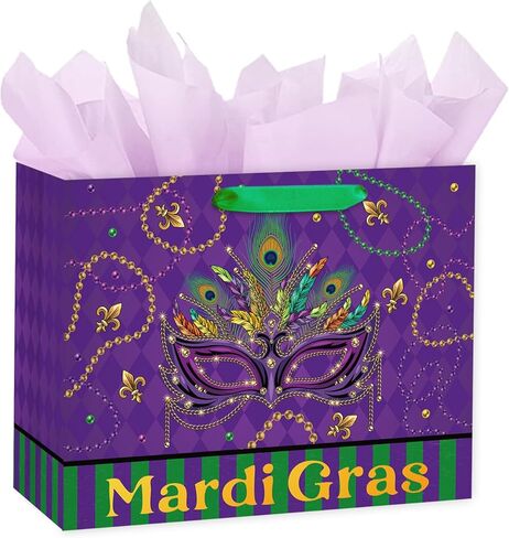 Loveinside St. Patrick's Day Gift Bag, Green Shamrock and Diamond Pattern Design with Happy St. Patrick's Day, Medium Size Gift Bag with Tissue Paper for Irish Holiday Party, 10" x 5" x 10", 1 Pcs in Saudi Arabia