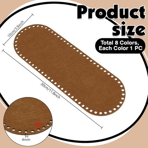 PH PandaHall 8pcs Oval Bag Bases for Crochet Felt Crochet Bag Bottom Base, 8 Colors Knitting Purse Bottom Shaper Pad with Holes for DIY Tote Purse Shoulder Crossbody Making, 11.8x3.9inch in Kuwait