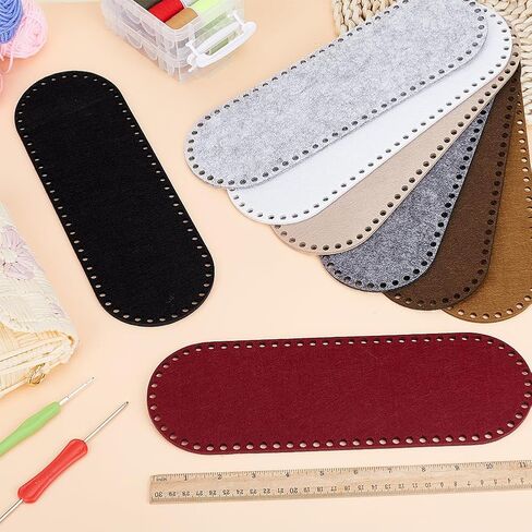 PH PandaHall 8pcs Oval Bag Bases for Crochet Felt Crochet Bag Bottom Base, 8 Colors Knitting Purse Bottom Shaper Pad with Holes for DIY Tote Purse Shoulder Crossbody Making, 11.8x3.9inch in Kuwait