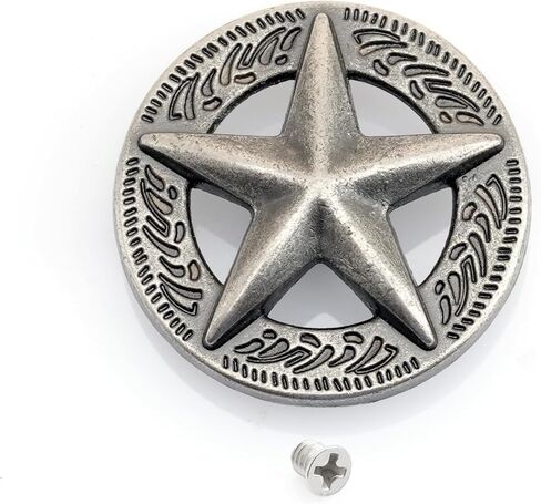 CRAFTMEMORE Western Star Concho Screw Back Pack of 2 Texas Rodeo Cowboy Decorative 1 Inch Coin Conchos for DIY Leathercraft S375 (Antique Silver) in Saudi Arabia