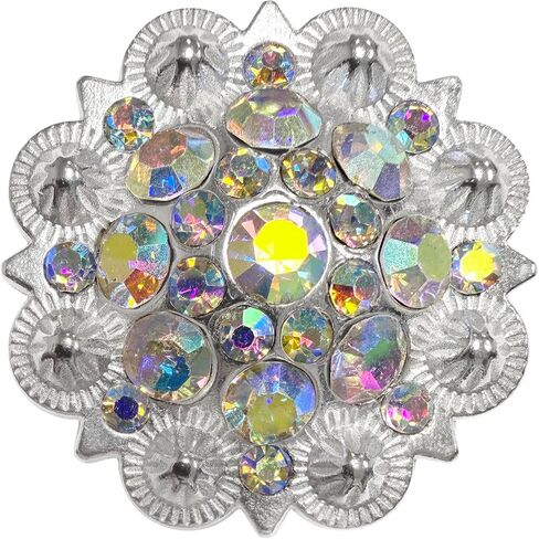 حجر الراين Conchos 1-1/2 بوصة حافة صدفية منقوشة Concho Screwback، حزمة من 12 قطعة (Crystal AB) in Saudi Arabia