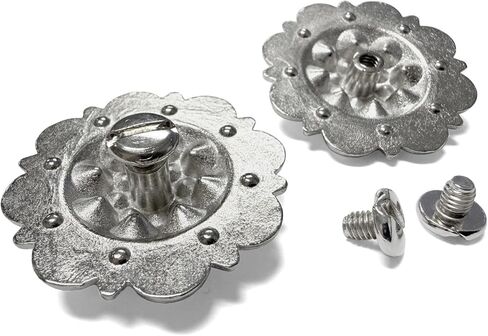 حجر الراين Conchos 1-1/2 بوصة حافة صدفية منقوشة Concho Screwback، حزمة من 12 قطعة (Crystal AB) in Saudi Arabia