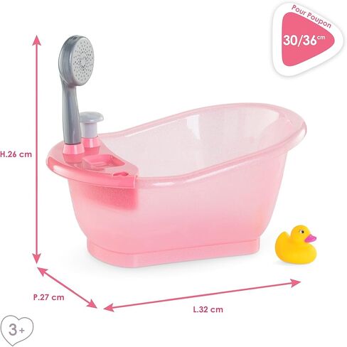 Corolle Baby Doll Bathtub with Shower - Accessory Play Set for 12" & 14" Dolls, Pink in Saudi Arabia
