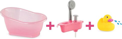 Corolle Baby Doll Bathtub with Shower - Accessory Play Set for 12" & 14" Dolls, Pink in Saudi Arabia