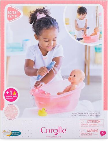 Corolle Baby Doll Bathtub with Shower - Accessory Play Set for 12" & 14" Dolls, Pink in Saudi Arabia