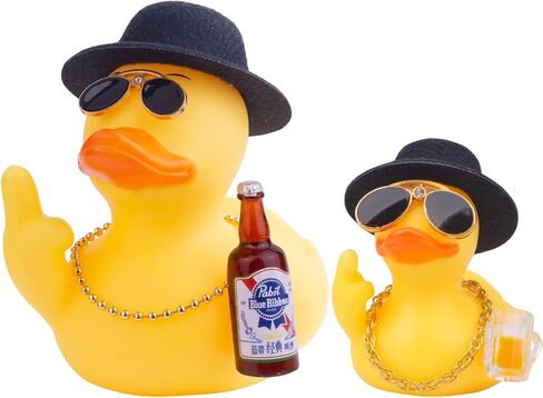2Pcs Yellow Rubber Duck Car Dashboard Decorations, Funny Office Gifts Ducking Accessory, Quirky Decor Duck Rubber Ducky, Car Office Desktop Festival Gifts in Saudi Arabia