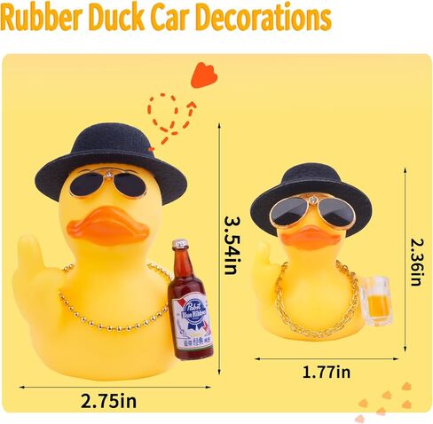 2Pcs Yellow Rubber Duck Car Dashboard Decorations, Funny Office Gifts Ducking Accessory, Quirky Decor Duck Rubber Ducky, Car Office Desktop Festival Gifts in Saudi Arabia