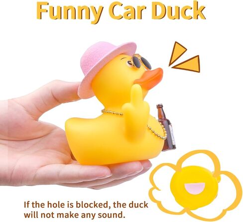 2Pcs Yellow Rubber Duck Car Dashboard Decorations, Funny Office Gifts Ducking Accessory, Quirky Decor Duck Rubber Ducky, Car Office Desktop Festival Gifts in Saudi Arabia