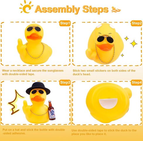 2Pcs Yellow Rubber Duck Car Dashboard Decorations, Funny Office Gifts Ducking Accessory, Quirky Decor Duck Rubber Ducky, Car Office Desktop Festival Gifts in Saudi Arabia