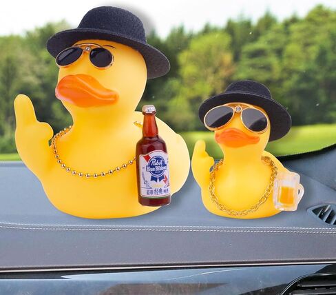 2Pcs Yellow Rubber Duck Car Dashboard Decorations, Funny Office Gifts Ducking Accessory, Quirky Decor Duck Rubber Ducky, Car Office Desktop Festival Gifts in Saudi Arabia