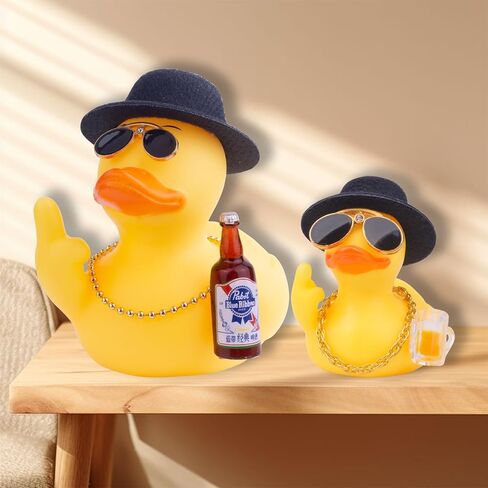 2Pcs Yellow Rubber Duck Car Dashboard Decorations, Funny Office Gifts Ducking Accessory, Quirky Decor Duck Rubber Ducky, Car Office Desktop Festival Gifts in Saudi Arabia