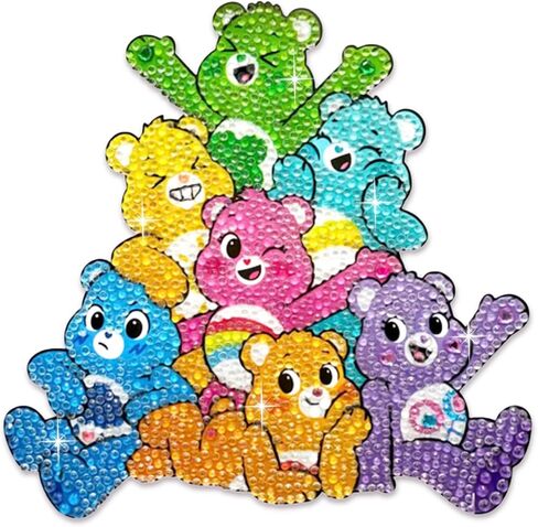 StickerBeans® Rhinestone Stickers – 5" Care Bear Bunch of Besties - Large, Unique, Sparkly, and Cut-to-Shape for Collecting, Trading, Decorating Laptops, Journals, Scrapbooks - Kids & Teens in Saudi Arabia
