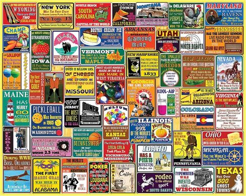 White Mountain 1000 Piece Jigsaw Puzzle Funny States Collage Puzzles with Large Pieces Gift for Adults and Family 24"x30" - State Trivia in Saudi Arabia