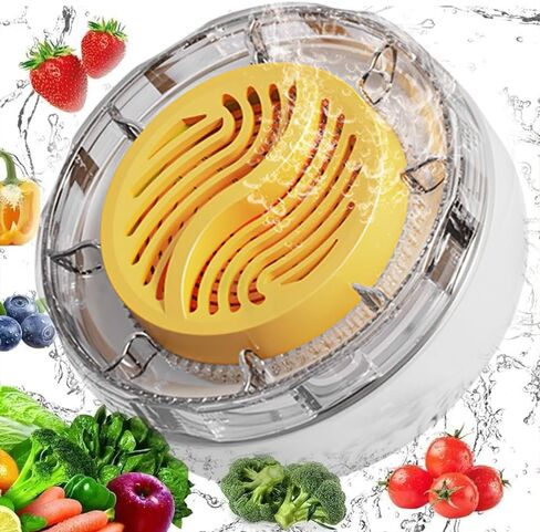 غسالة الفواكه والخضروات، منظف كهربائي، مياه تحليلية أسرع، مع منطقة تفاعل كبيرة، عد تنازلي لمدة 6 دقائق، مثالية لتنظيف الفاكهة والخضروات والأرز وأدوات المائدة (بيج) in Kuwait