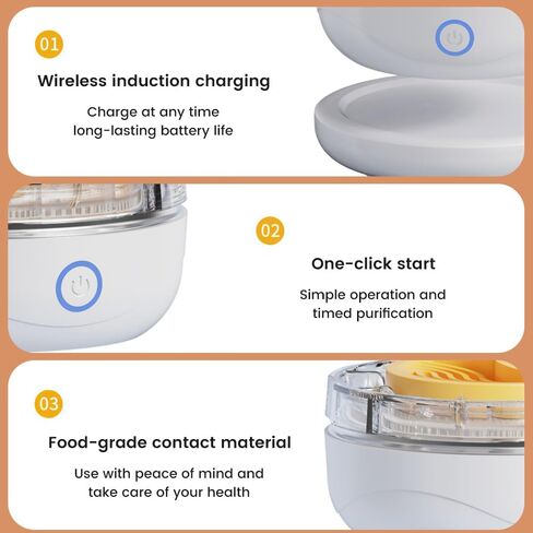 غسالة الفواكه والخضروات، منظف كهربائي، مياه تحليلية أسرع، مع منطقة تفاعل كبيرة، عد تنازلي لمدة 6 دقائق، مثالية لتنظيف الفاكهة والخضروات والأرز وأدوات المائدة (بيج) in Kuwait