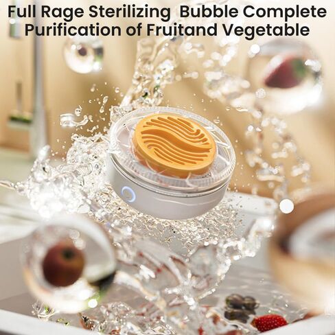 غسالة الفواكه والخضروات، منظف كهربائي، مياه تحليلية أسرع، مع منطقة تفاعل كبيرة، عد تنازلي لمدة 6 دقائق، مثالية لتنظيف الفاكهة والخضروات والأرز وأدوات المائدة (بيج) in Kuwait