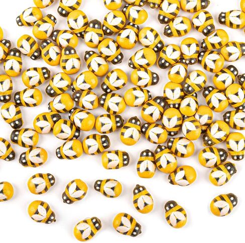 Framendino, 300 Pack Tiny Wooden Bee Decorations Wood Mini Bees Decor Self-Adhesive Bumble for Craft DIY Bee-Themed Party in Saudi Arabia
