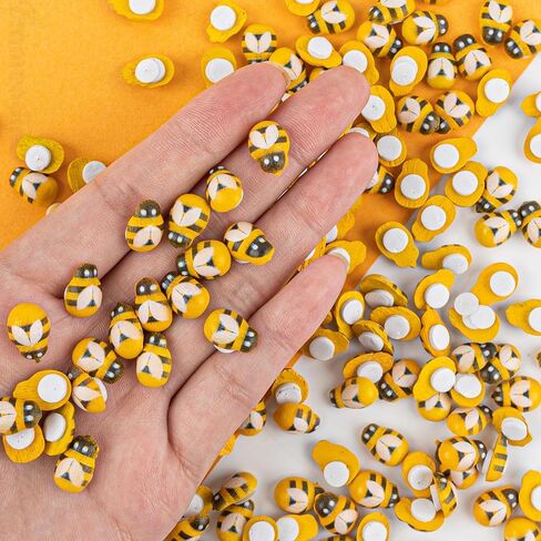 Framendino, 300 Pack Tiny Wooden Bee Decorations Wood Mini Bees Decor Self-Adhesive Bumble for Craft DIY Bee-Themed Party in Saudi Arabia