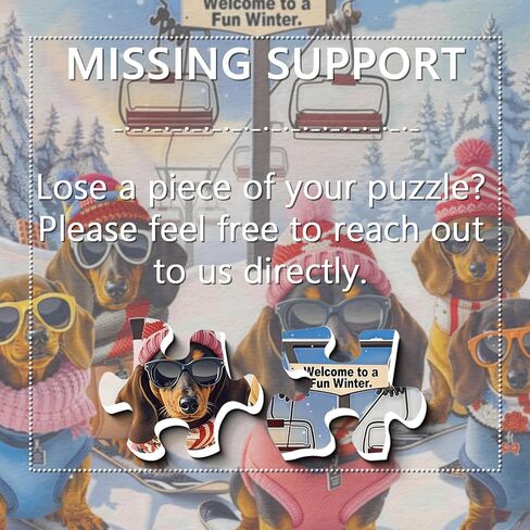 Funny Dachshund Skiing Dog Puzzles for Adults 1000 Pieces, Cute Puppy Jigsaw Puzzle Wearing Hats and Sunglasses Snowy Mountain Chairlift Scene, Challenging Holiday Animal Art Puzzle as Home Wall Decor in Saudi Arabia