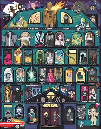 Ridley’s Games: 50 Must-Watch Scary Movies Bucket List 1000-Piece Puzzle – Spooky Horror Movie Poster Jigsaw for Adults, Collectible Puzzle for Horror Fans, 27 x 21 in. in Saudi Arabia