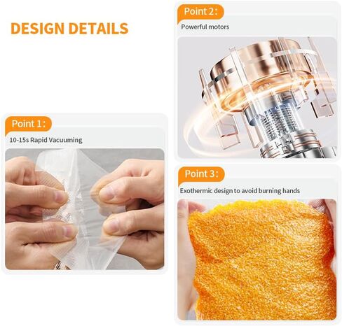 Food Vacuum Sealer 20 Vacuum Sealer Bags, Automatic Food Vacuum Sealer, Digital Display and Independent Sealing Function in Saudi Arabia