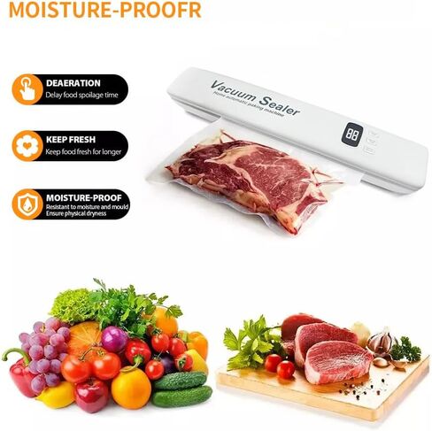 Food Vacuum Sealer 20 Vacuum Sealer Bags, Automatic Food Vacuum Sealer, Digital Display and Independent Sealing Function in Saudi Arabia