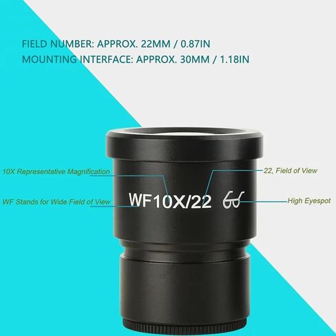 قطعتان من عدسة المجهر 10X، عدسة بيولوجية بزاوية واسعة، عدسة عينية واسعة النطاق من سبائك الألومنيوم مع نقطة عين 22 مم، عدسة عينية لمعظم المجاهر، تركيب 30 مم in Kuwait