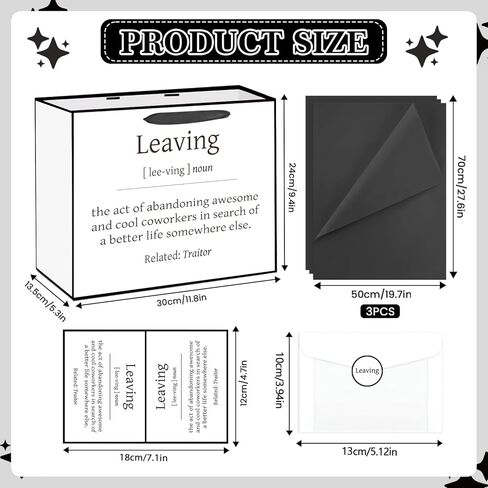 Funny Going Away Gift Bag Black White Farewell Goodbye Christmas Gift Bag with Wrapping Paper Card Sticker Envelope for Coworkers Leaving Gifts Retirement Good Luck We Will Miss You Presents Favors in Saudi Arabia