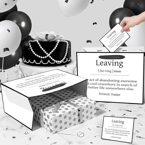 Funny Going Away Gift Bag Black White Farewell Goodbye Christmas Gift Bag with Wrapping Paper Card Sticker Envelope for Coworkers Leaving Gifts Retirement Good Luck We Will Miss You Presents Favors in Saudi Arabia