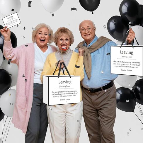 Funny Going Away Gift Bag Black White Farewell Goodbye Christmas Gift Bag with Wrapping Paper Card Sticker Envelope for Coworkers Leaving Gifts Retirement Good Luck We Will Miss You Presents Favors in Saudi Arabia
