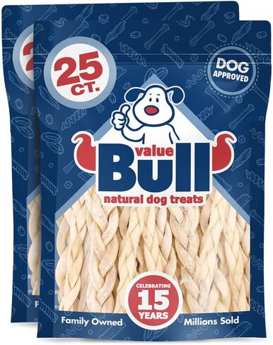 ValueBull Beef Cheek Braids, Long Lasting Dog Chews, 5-6 Inch, 100 Count Bulk Pack - Long Lasting Dog Chews, Rich in Collagen, Single Ingredient, Cleans Teeth in Saudi Arabia