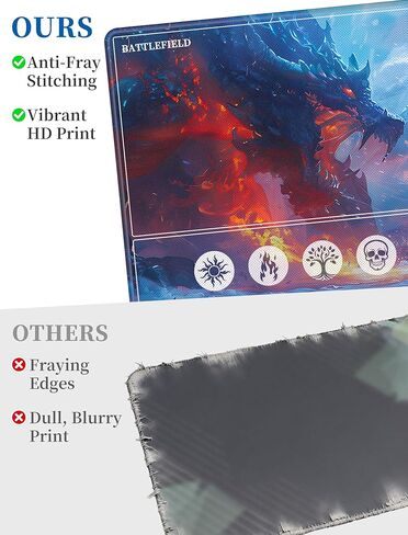 حصيرة لعب NiHome متوافقة مع MTG Magic The Gathering، مقاس 24 × 14 بوصة - قاعدة مطاطية غير قابلة للانزلاق، حواف مخيطة، مناطق للبطاقات وغطاء تخزين واقٍ (تنين الجليد) in Saudi Arabia