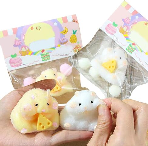 قطعتان من ألعاب الضغط الهامستر الإسفنجية، 3 بوصات كبيرة ولطيفة وناعمة لتخفيف التوتر من أجل هدايا حفلات الأطفال، عائلة قرصة، ألعاب تململ مناسبة للبالغين والأطفال الكبار in Kuwait