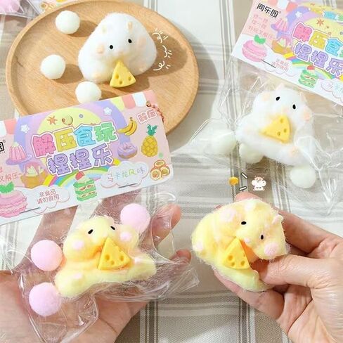 قطعتان من ألعاب الضغط الهامستر الإسفنجية، 3 بوصات كبيرة ولطيفة وناعمة لتخفيف التوتر من أجل هدايا حفلات الأطفال، عائلة قرصة، ألعاب تململ مناسبة للبالغين والأطفال الكبار in Kuwait