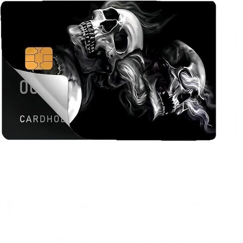 Skull Credit Card Stickers 4-Pack, Edgy Gothic Design with Black Pink Floral & Smoke, Anti-Scratch Matte Finish, No-Residue Vinyl Skin, Universal Fit for All Cards (Skull 06) in Saudi Arabia