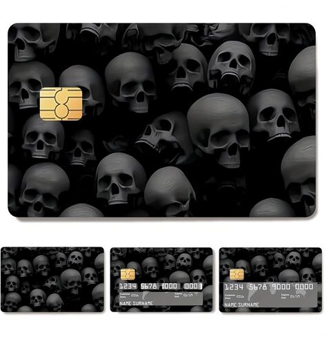 Skull Credit Card Stickers 4-Pack, Edgy Gothic Design with Black Pink Floral & Smoke, Anti-Scratch Matte Finish, No-Residue Vinyl Skin, Universal Fit for All Cards (Skull 06) in Saudi Arabia