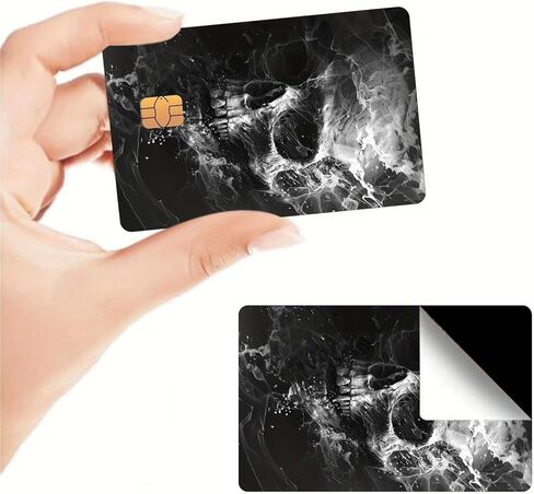 Skull Credit Card Stickers 4-Pack, Edgy Gothic Design with Black Pink Floral & Smoke, Anti-Scratch Matte Finish, No-Residue Vinyl Skin, Universal Fit for All Cards (Skull 06) in Saudi Arabia