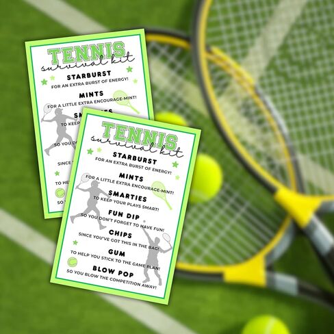Tennis Team Survival Kit Cards 30pk 4x6" List Tag Labels Emergency Welcome Back Travel Kids Printables for Coaches Ball Players Goodie Bag in Saudi Arabia