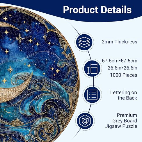 1000 Piece Puzzle for Adults - Waves Stars and Moon Jigsaw Puzzles - Impossible Hard Difficult Challenging Jigsaw Puzzle -Brain Teaser Adult Puzzles - Christmas Birthday Gifts for Women/Men in Saudi Arabia