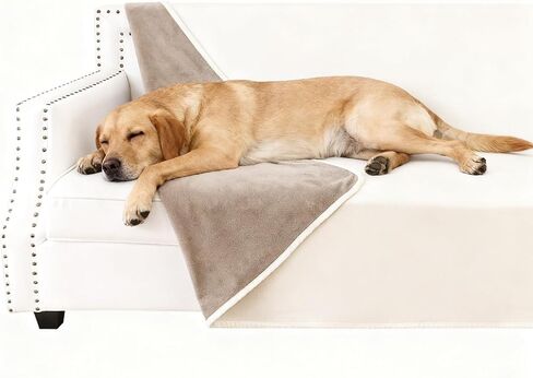 Waterproof Dog Blanket for Couch, Reversible Pet Throw Blankets Leak Proof Sofa Bed Protector for Furniture Machine Washable-68x82,Khaki+Beige in Saudi Arabia