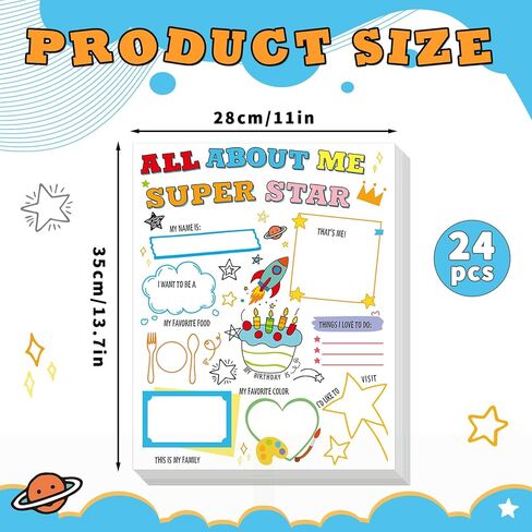 Weekgrat 24 Pcs Large All About Me Posters Colorful Star Posters for Star Teacher Supplies Must Haves Decor in Saudi Arabia