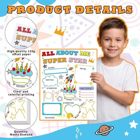 Weekgrat 24 Pcs Large All About Me Posters Colorful Star Posters for Star Teacher Supplies Must Haves Decor in Saudi Arabia