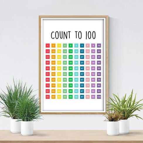 Count To 100 Poster - Colorful Educational Poster For Classroom - 12 x 18 Inch Premium Gloss Poster - Decorative Poster For Classroom Dorms Office And Home - Made in USA - FHJP098 in Saudi Arabia