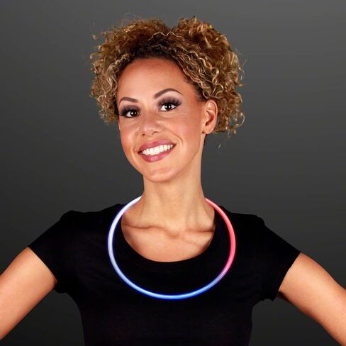 FlashingBlinkyLights 50 22 بوصة قلادات متوهجة ثلاثية الألوان - الأحمر والأبيض والأزرق in Saudi Arabia