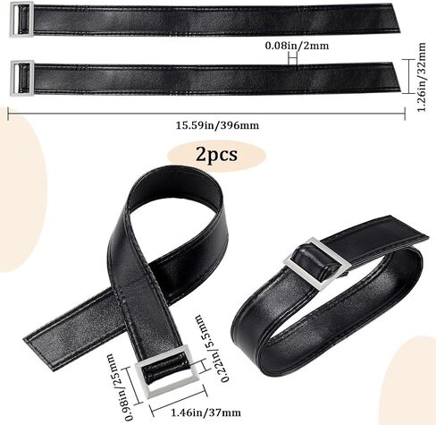 GORGECRAFT 2PCS معطف كم الفرقة النساء الرجال استبدال معطف الرياح حزام أسود ناعم بو الجلود واسعة خندق التعادل الأصفاد أحزمة قابل للتعديل مشبك المشابك الملحقات لملابس خارجية ضئيلة سترات سترة in Saudi Arabia