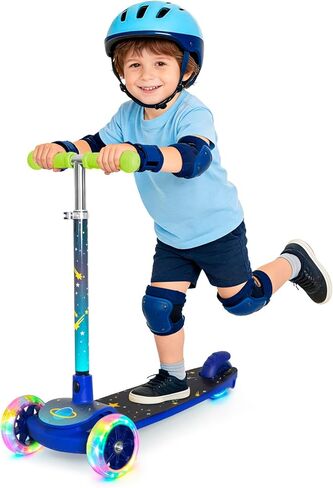 سكوتر ناتورك للأطفال الصغار بثلاث عجلات للأطفال والبنات والأولاد - سكوتر بارتفاع قابل للتعديل مع عجلات مضيئة، سطح مضاد للانزلاق، تصميم سهل التوجيه للأعمار من 2 إلى 8 سنوات in Kuwait