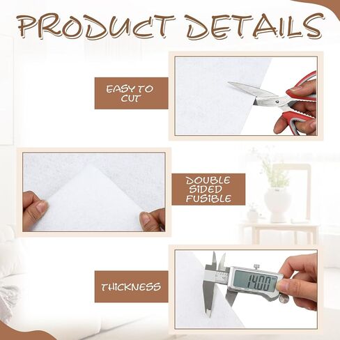 Tegeme 45" x 120" Premium Double Sided Fusible Quilting for Batting, Adhesive Fusible Cotton Blend Multipurpose Sewing Batting for Bedspreads Interior Decoration Crafts in Saudi Arabia